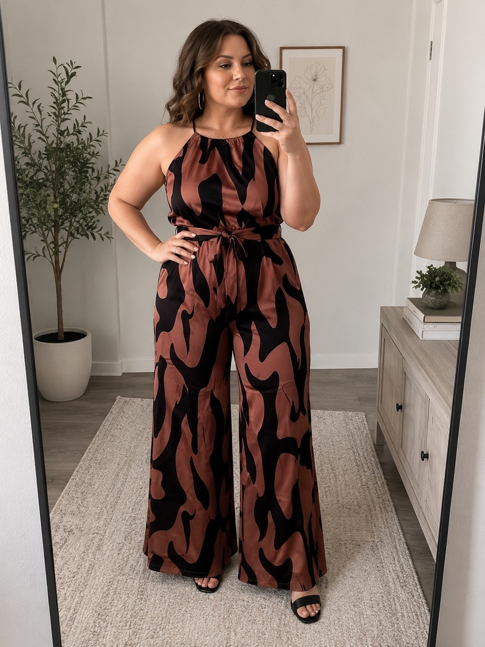 New Abstract Print Wide Leg Jumpsuit Size 14/16